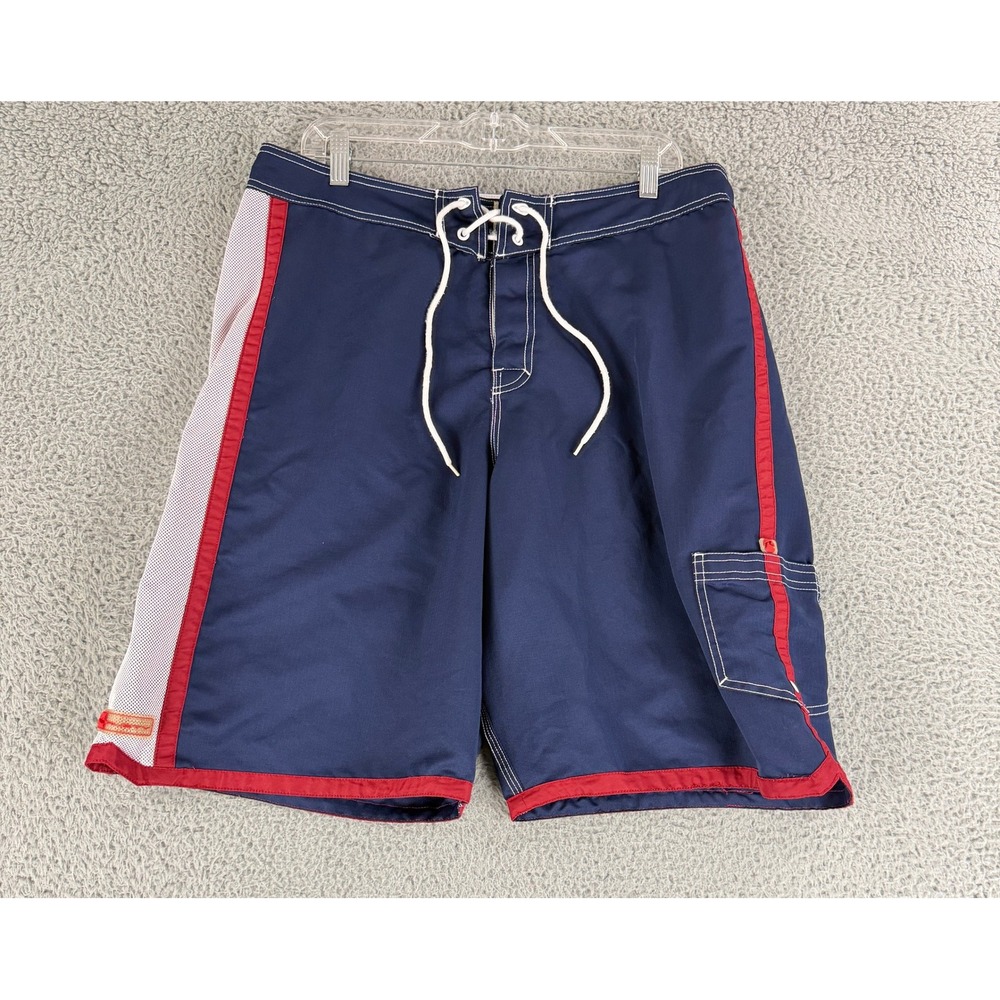 Rusty Board Shorts Mens 36 Navy Blue Vintage Ripstop Mesh Cargo Swim Trunks‎